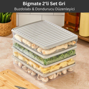 bigmate 2'li Şeffaf Saklama Kabı 2x2,5 Lt BGMT2225 Mikrodalga Buzdolabı ve Dondurucu Uyumlu Düzenleyici