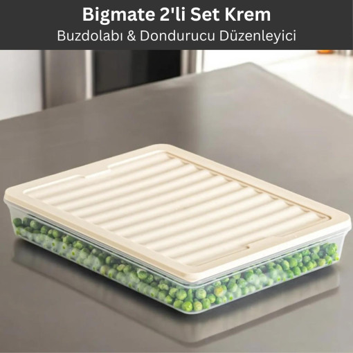 bigmate 2'li Şeffaf Saklama Kabı 2x2,5 Lt BGMT2225 Mikrodalga Buzdolabı ve Dondurucu Uyumlu Düzenleyici