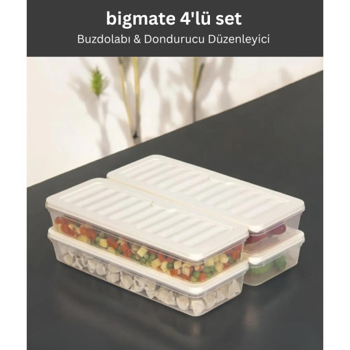 bigmate BGMT1515 4'lü Şeffaf Saklama Kabı 4x1 Lt Mikrodalga Buzdolabı ve Dondurucu Uyumlu Düzenleyici bigmate BGMT1515 4'lü Şeffaf Saklama Kabı 4x1 Lt Mikrodalga Buzdolabı ve Dondurucu Uyumlu Düzenleyici