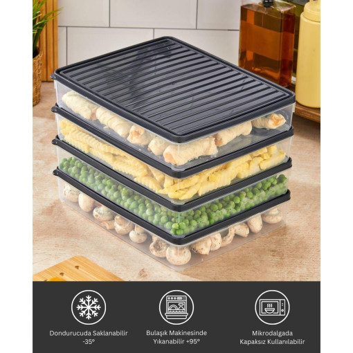 bigmate BGMT2525 4'lü Şeffaf Saklama Kabı 4x2,5 Lt Mikrodalga Buzdolabı ve Dondurucu Uyumlu Düzenleyici bigmate BGMT2525 4'lü Şeffaf Saklama Kabı 4x2,5 Lt Mikrodalga Buzdolabı ve Dondurucu Uyumlu Düzenleyici