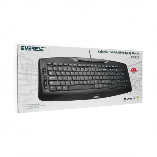 Everest KB-920 Siyah USB Full Boy Q Ofis 14 Multimedia Tuşlu Klavye