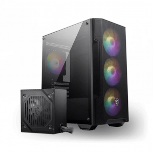 MSI MAG FORGE M100A D60 Akrilik yan panel 3x120mm 1x120mm Auto RGB Fan 600W 80+ mATX Oyuncu Bilgisayar Kasası