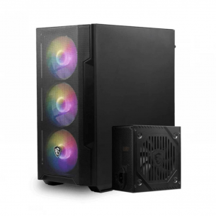 MSI MAG FORGE M100A D60 Akrilik yan panel 3x120mm 1x120mm Auto RGB Fan 600W 80+ mATX Oyuncu Bilgisayar Kasası