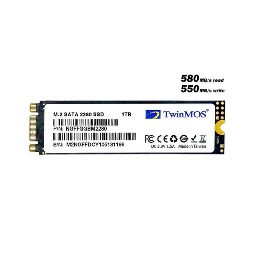 TwinMOS 1 TB M.2 2280 SATA3 (580Mb-550Mb/s) 3DNAND NGFFGGBM2280 SSD Disk