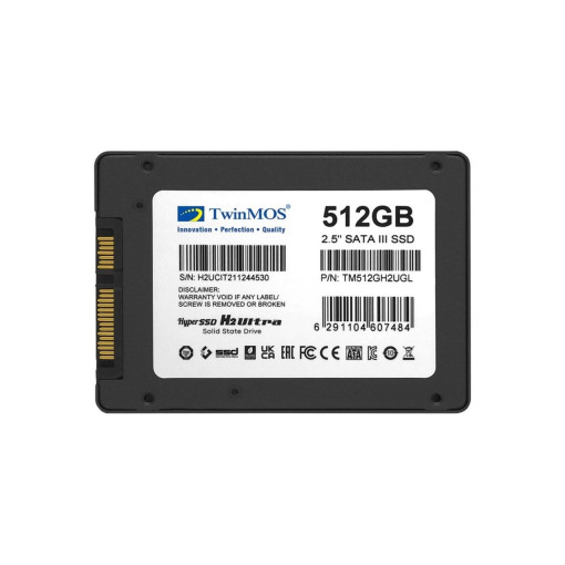 TwinMOS 512 GB 2.5" SATA3 (580Mb-550Mb/s) TLC 3DNAND Grey TM512GH2UGL SSD Disk