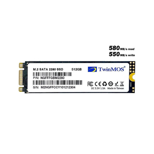 TwinMOS 512 GB M.2 2280 SATA3 (580Mb-550Mb/s) 3DNAND NGFFFGBM2280 SSD Disk