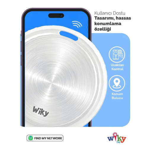 Wiky Tag Çocuk Smart Airtag  - Akıllı Konum Takip Cihazı Mavi (APPLE UYUMLU)