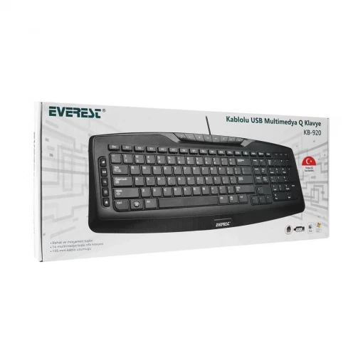 Everest KB-920 Siyah USB Full Boy Q Ofis 14 Multimedia Tuşlu Klavye