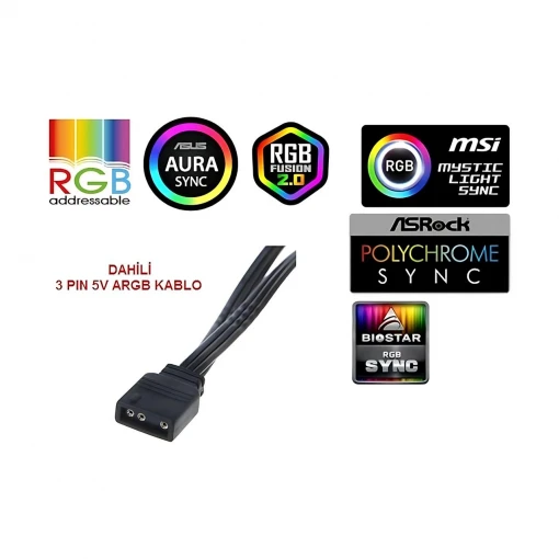 Frisby FCL-F1274C 4 x 120MM Argb 4'lü Fan Seti Kit Sessiz Rgb Kasa Fanı