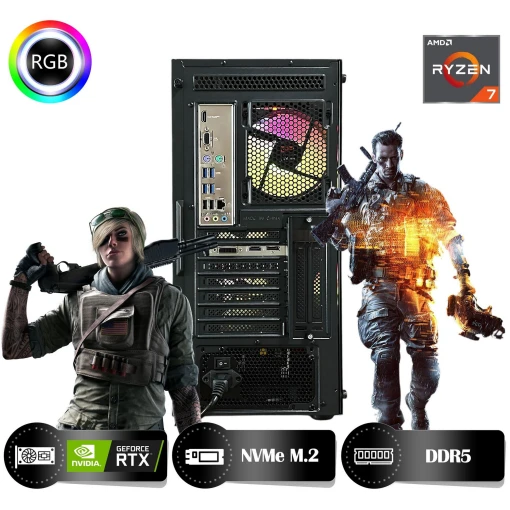 HYPER ROCKET Peak HRA323060 Ryzen 7 8700F 32GB Ram 1TB Nvme M.2 SSD RTX3060 12GB Masaüstü Oyuncu Bilgisayarı