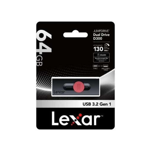 Lexar 64GB LJDD300064G-BNBNG DUAL TYPE-C AND TYPE-A USB 3.2 130MB/S Siyah Kırmızı Usb Bellek Lexar 64GB LJDD300064G-BNBNG DUAL TYPE-C AND TYPE-A USB 3.2 130MB/S Siyah Kırmızı Usb Bellek